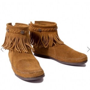 Minnetonka Fringe Moccasin Chukka Leather Boot​​​